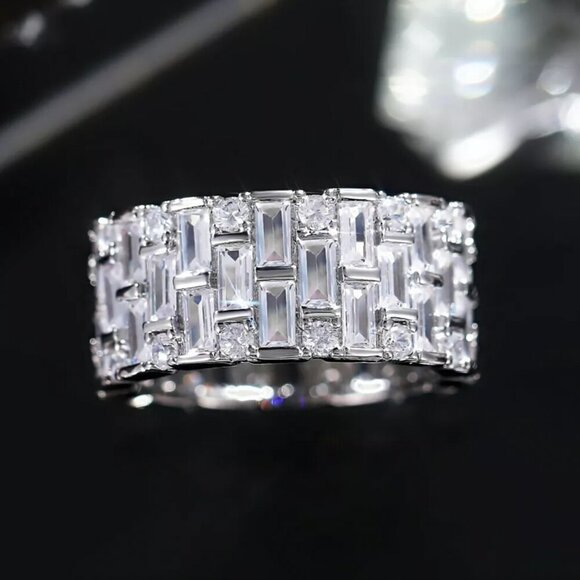 NEW 925 Sterling Silver Diamond Ring Band - Picture 3 of 7